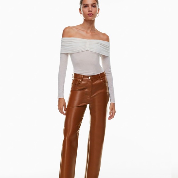 NWT aritzia brown Leather Pants - Picture 1 of 6